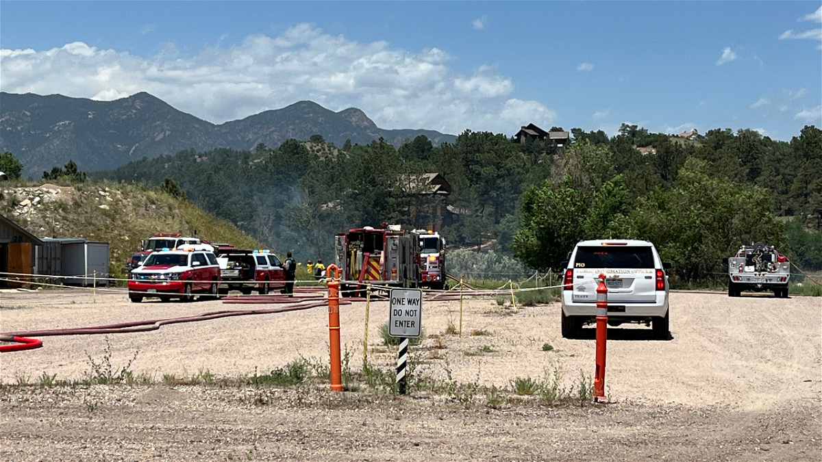 Colorado Springs Fire Department responding to two grass fires along I-25