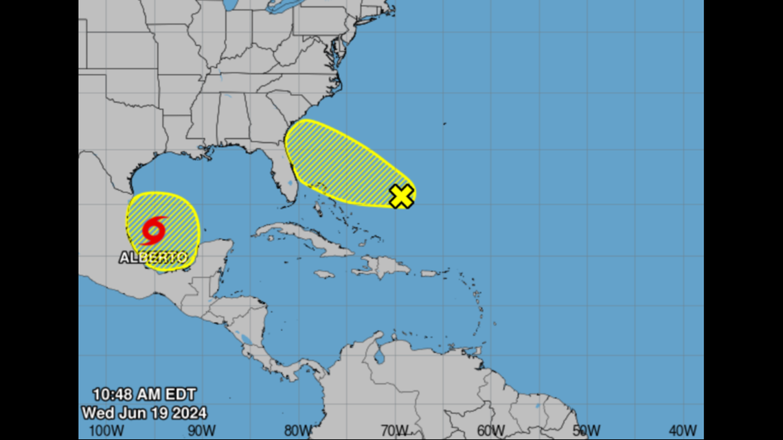 The year’s first named storm has formed in the Gulf of Mexico: Tropical Storm Alberto