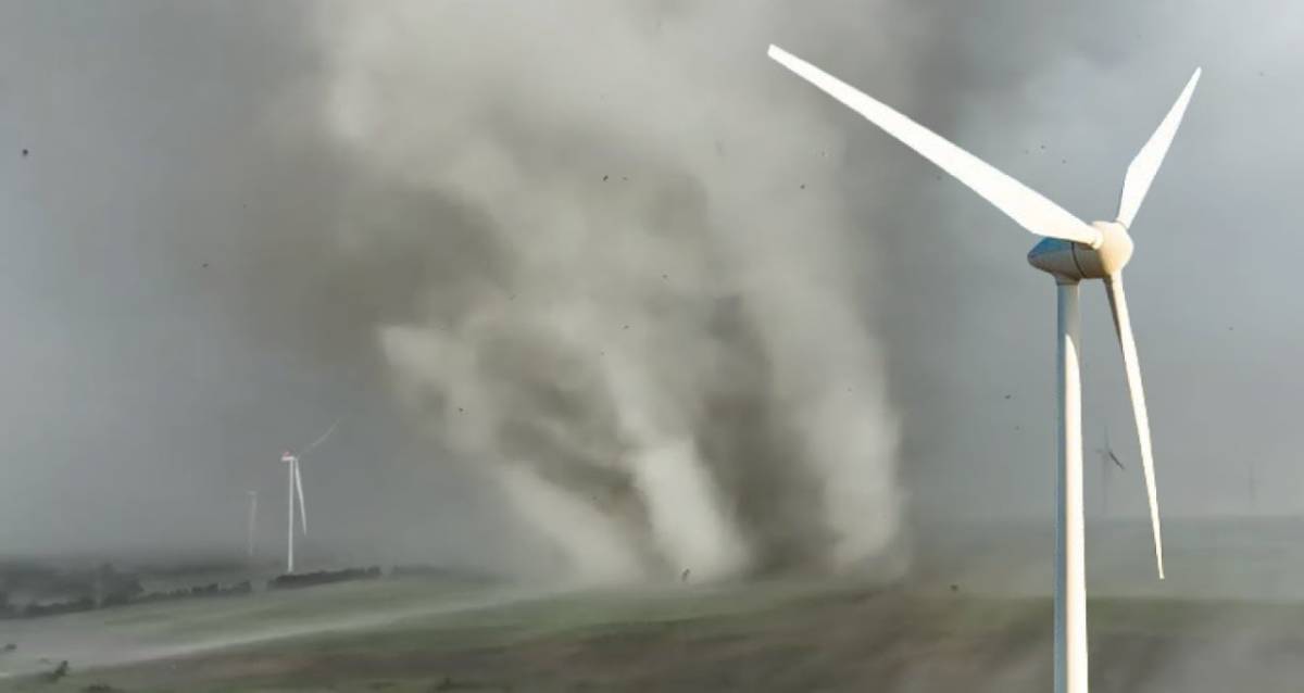 Incredible Drone Video of an Insanely Powerful Multi-Vortex Tornado Destroying Wind Turbines