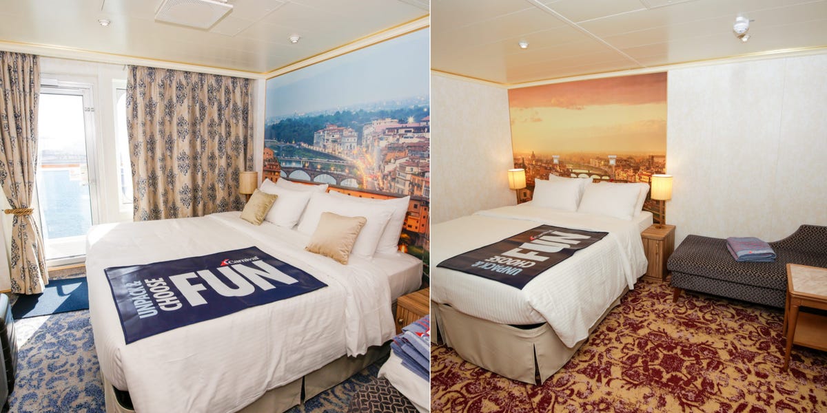How the cheapest interior and balcony cabins on Carnival's new cruise ship compare — and why the pricier one is worth it