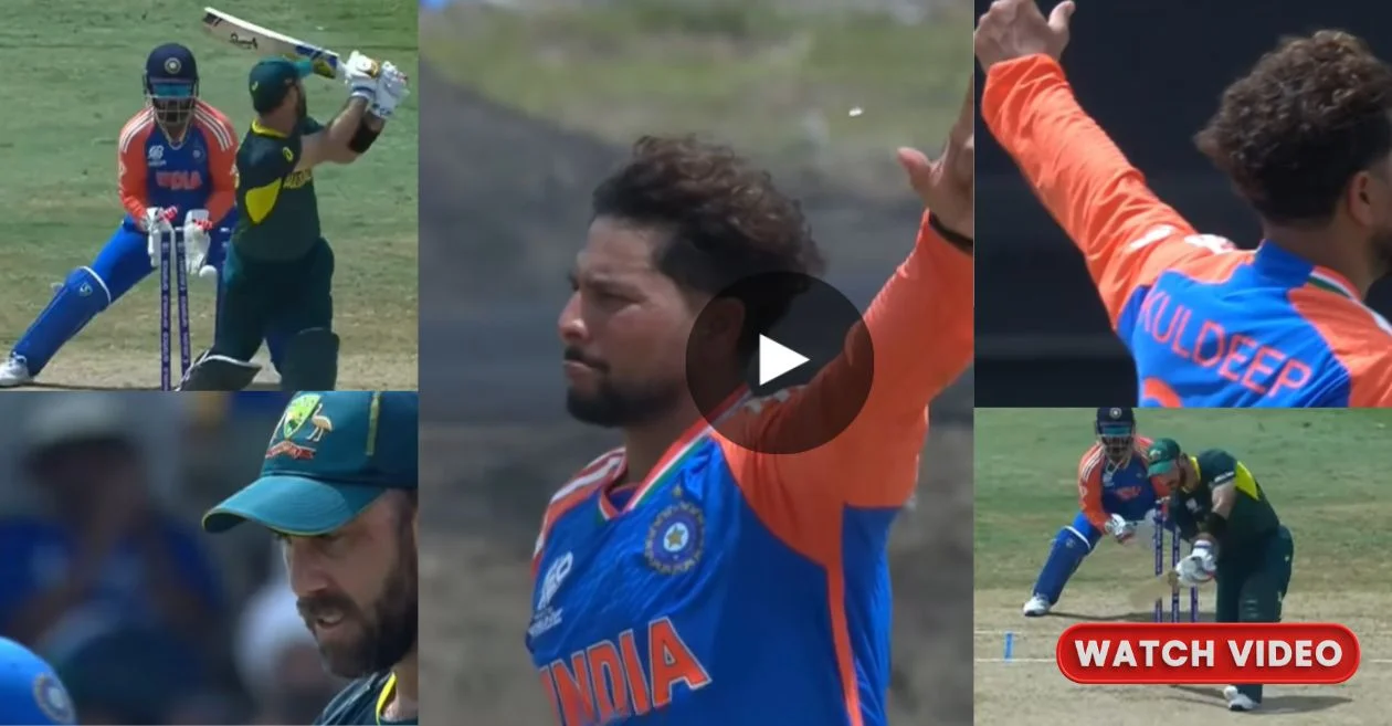 T20 World Cup 2024 [WATCH]: Kuldeep Yadav’s mesmerizing delivery leaves Glenn Maxwell baffled in the AUS vs IND game