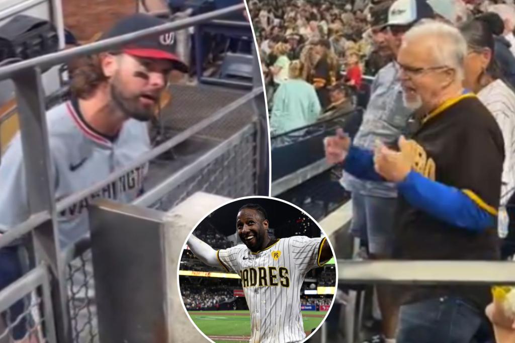 Nationals' Jesse Winker argues with Padres fan in stands
