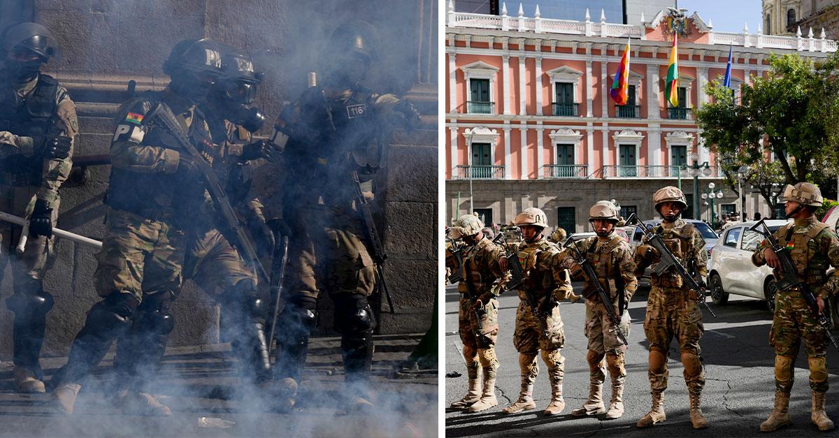Militär hotar regeringens högkvarter i Bolivia