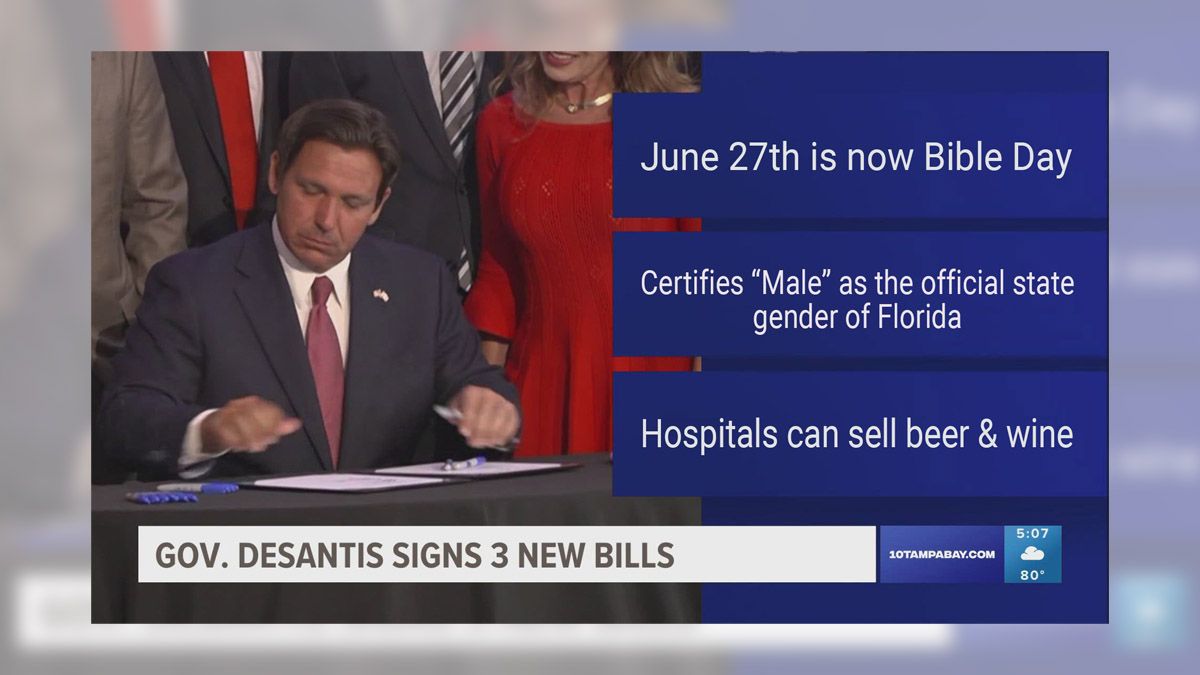 DeSantis Signed Bills for 'Bible Day,' Florida's State Gender, and Hospitals Selling Beer and Wine?