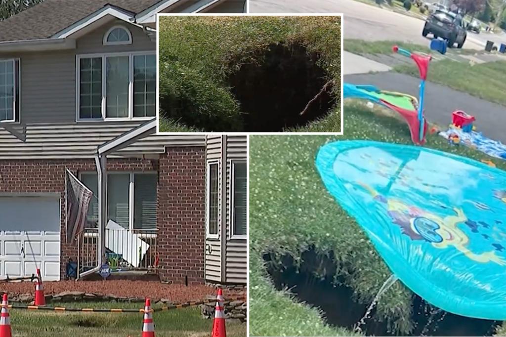 NJ toddler nearly gobbled up when 10-foot-deep sinkhole opens near splash pool: ‘I saw him almost go into the ground’