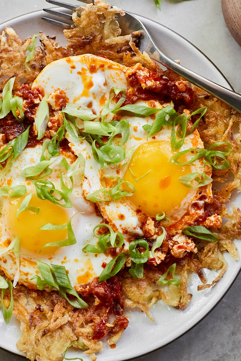 Crispy Hash Browns with Chile-Fried Egg