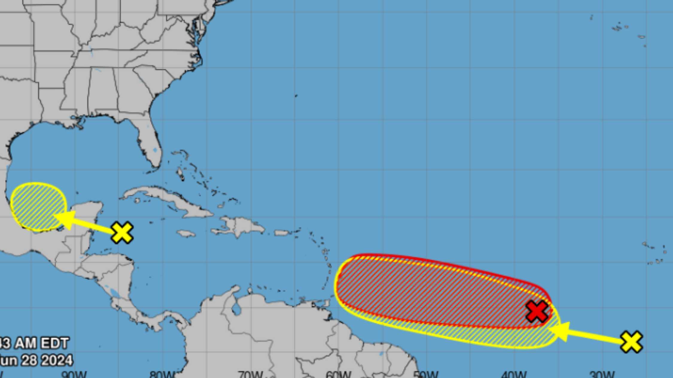 Esta sería la trayectoria de la tormenta tropical Beryl, que podría formarse sobre el Atlántico en las próximas horas