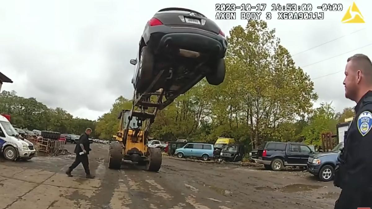 Catalytic Converter Thief Trapped By Forklift
