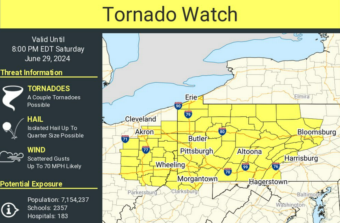 Tornado watch issued for parts of Pennsylvania, including Centre County. What to know