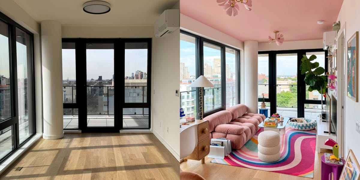 A New Yorker turned her one-bedroom apartment into a colorful dream space with 'dopamine decor'