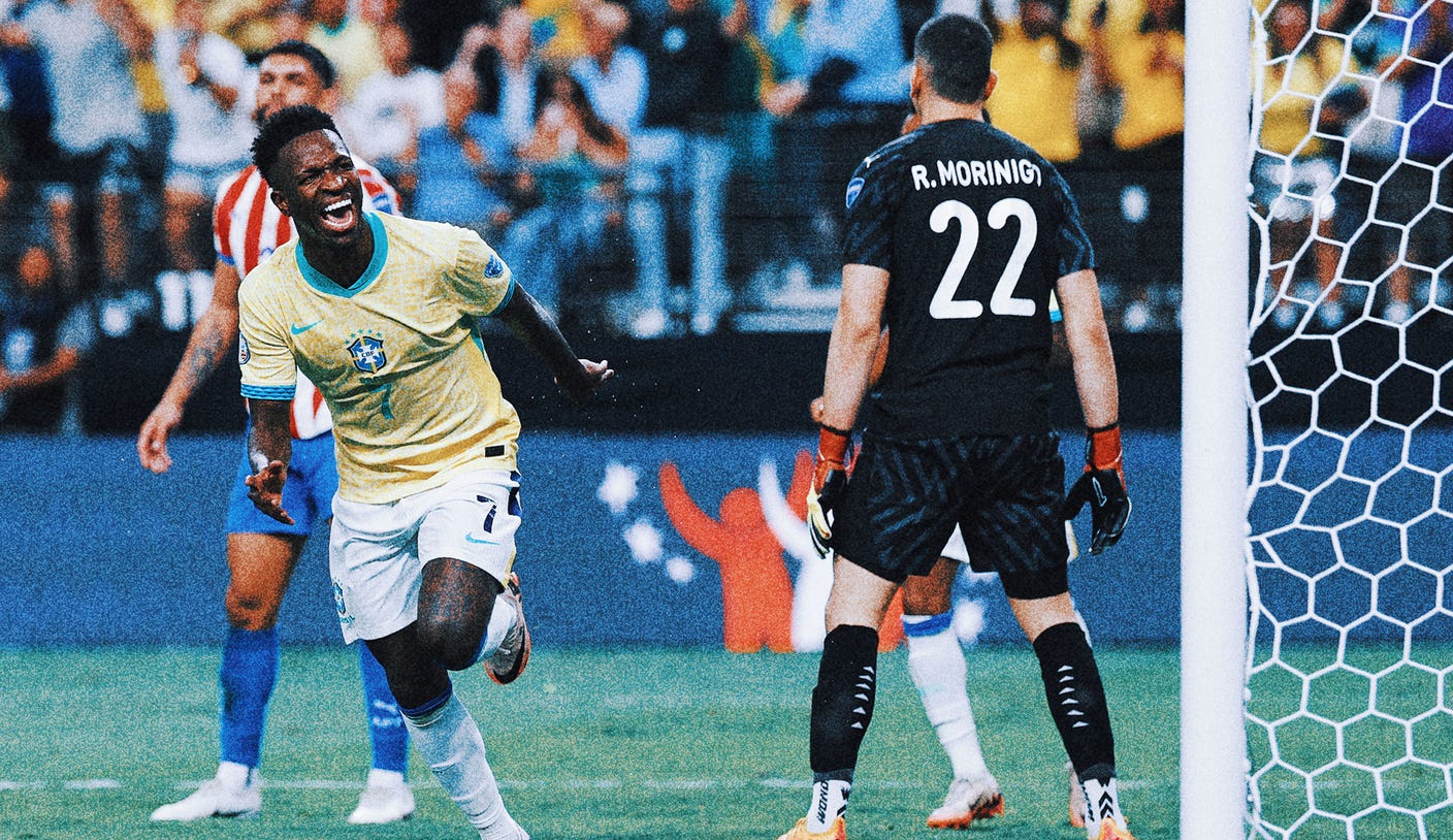 Junior scores twice to lead Brazil to 4-1 win over Paraguay in Copa America group stage