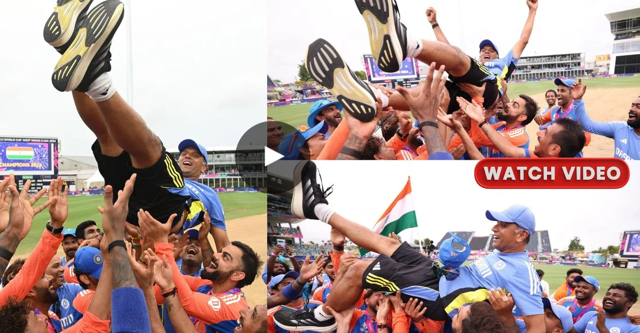 WATCH: Indian players lift coach Rahul Dravid after T20 World Cup title victory in Barbados