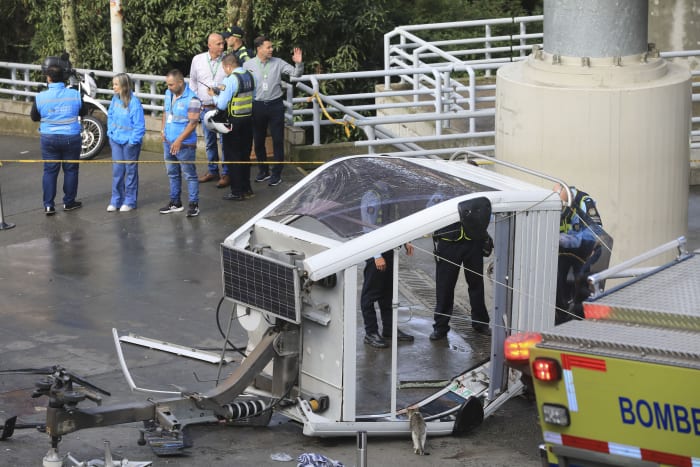 Cable car collapse in Colombia leaves at least 1 dead and 12 injured, officials say