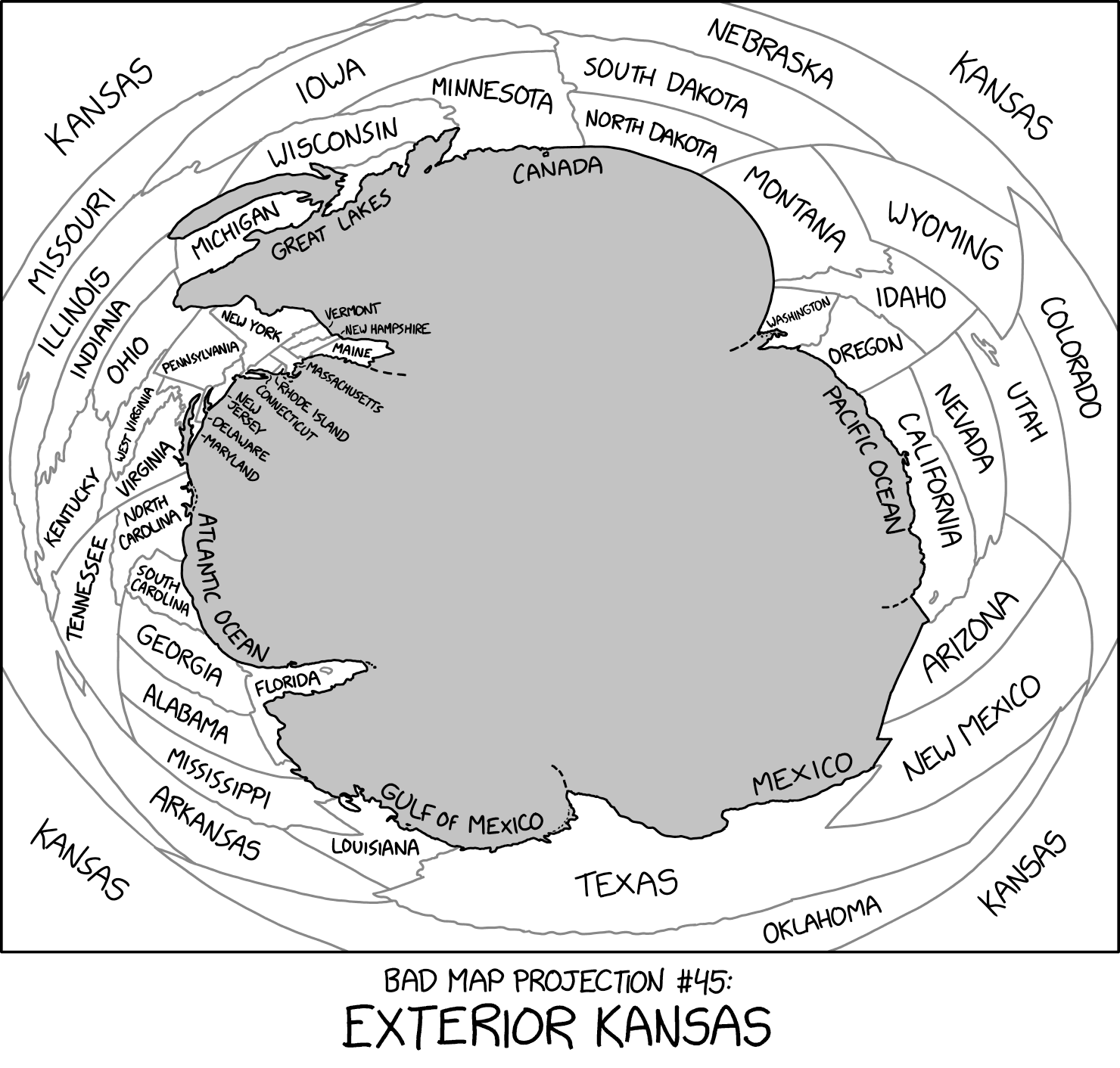 Bad Map Projection: Exterior Kansas