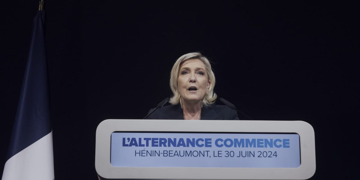 Far-right party takes strong lead in France’s legislative election, while Macron’s centrist group trails badly in first-round voting