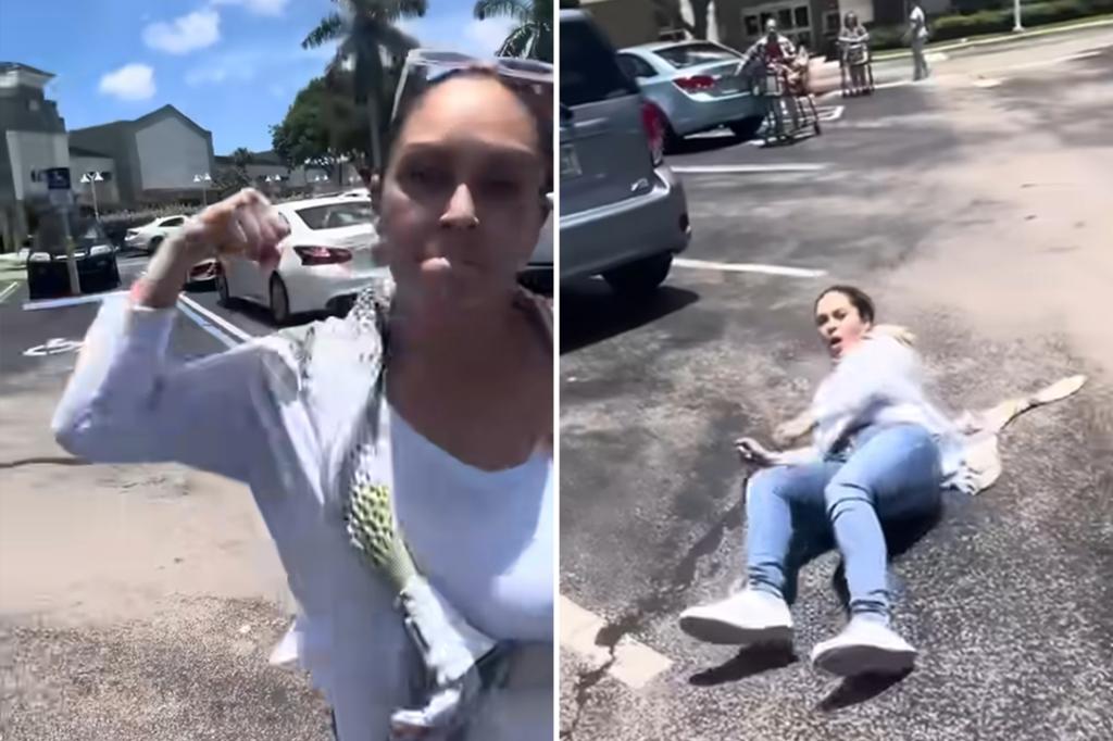 Enraged Florida woman goes ballistic in parking lot, swings at YouTube