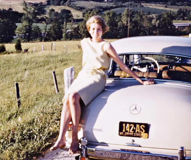 Young Martha Stewart Posing With Mercedes-Benz 190 During Her Honeymoon in 1961