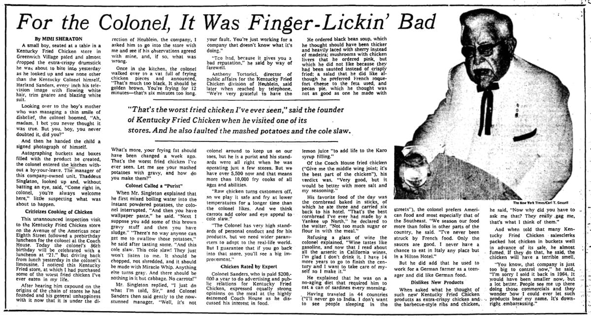 For the Colonel, It Was Finger-Lickin’ Bad (1976)