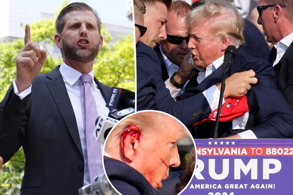 Eric Trump speaks out after dad Donald is shot at rally