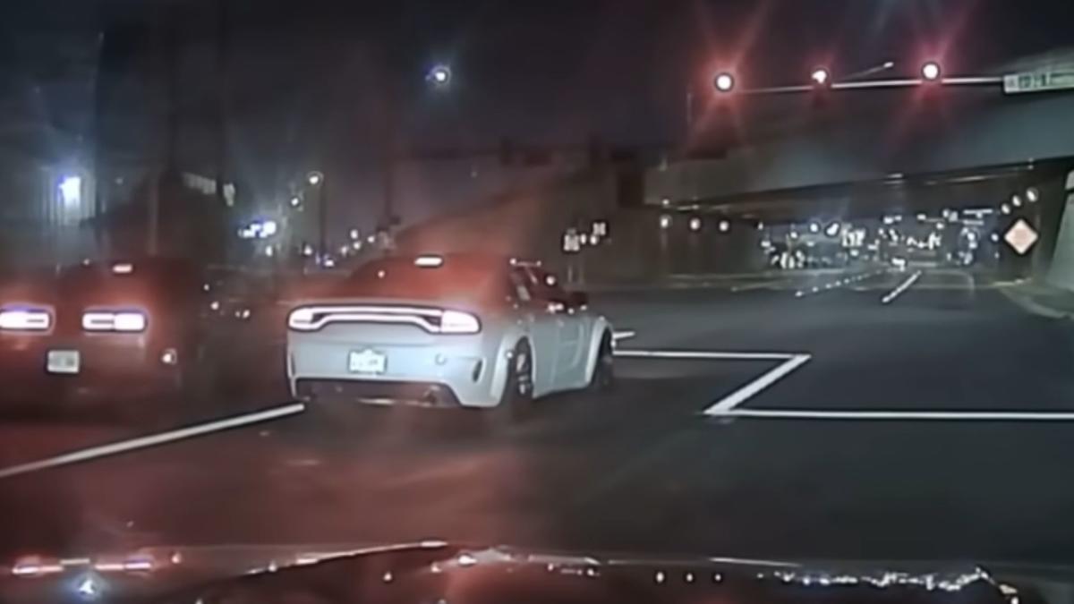 Police Car Is No Match For Dodge Hellcat