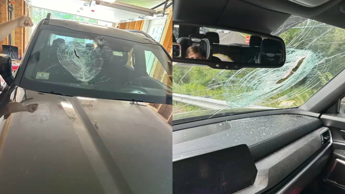 Metal object slams into two cars on I-93 in Medford