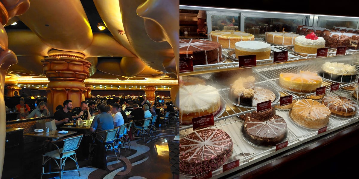 I'm a Brit who went to the Cheesecake Factory for the 1st time. The portion sizes blew me away, but I couldn't decide if the decor was opulent or tacky.