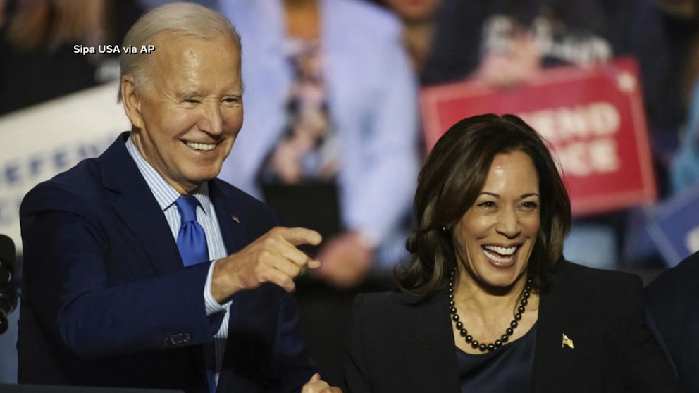 WATCH: President Biden calls into Vice President Harris' campaign event in Delaware