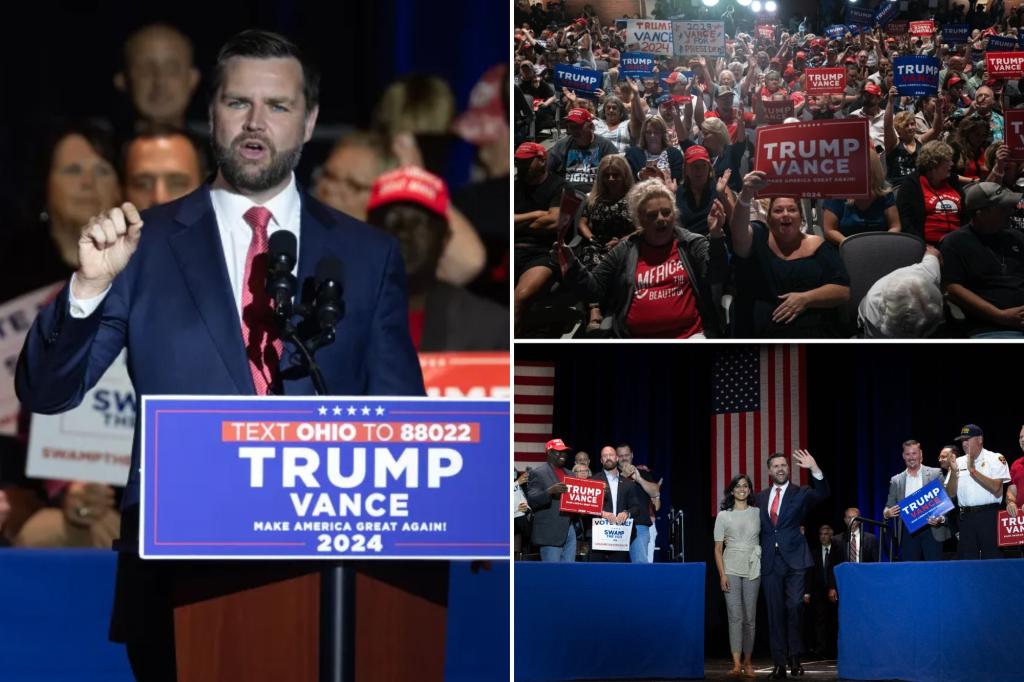 JD Vance gets huge cheers from Ohio hometown at first solo rally