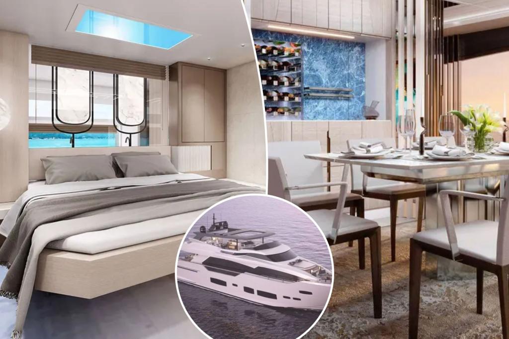 Luxe 90-foot yacht features secret bar, ‘innovative’ sun deck and even a driving range