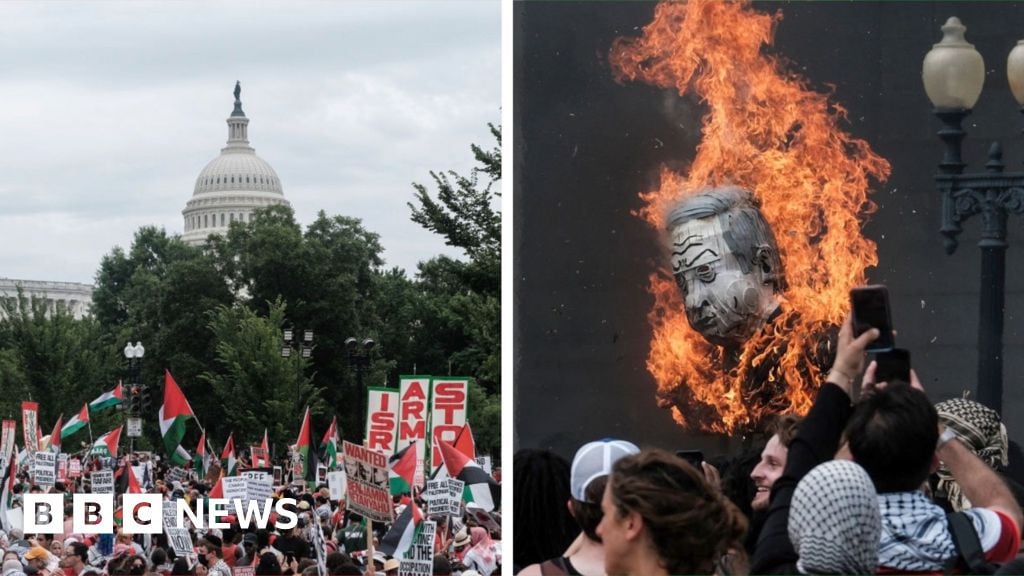 Thousands protest as Netanyahu addresses US Congress