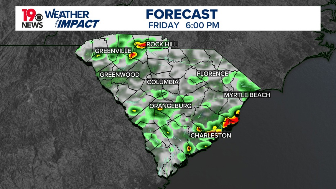 Scattered showers and storms again this afternoon