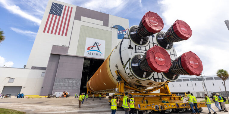 Rocket delivered to launch site for first human flight to the Moon since 1972