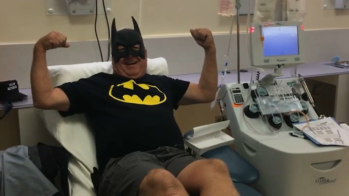 Rockport grandfather regularly dons new costumes to donate blood for child cancer patients