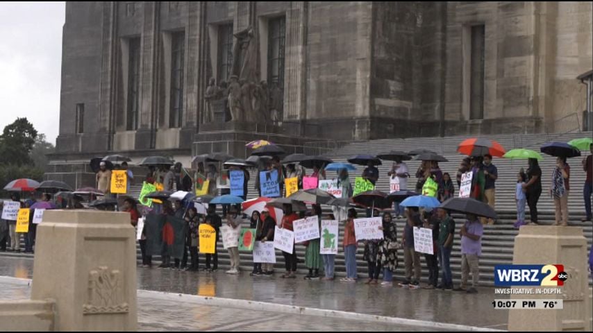 Bangladeshi Students' Alliance rallies at Louisiana state capitol Friday night