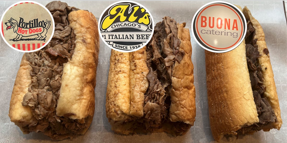 I tried Italian beef from 3 popular Chicago chains, and there's only one sandwich I'd order again