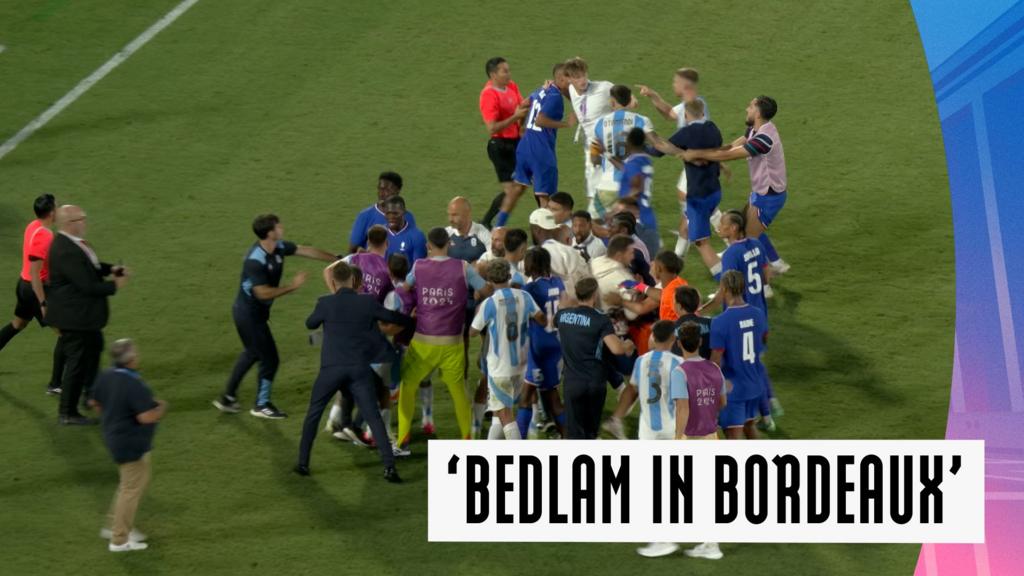 'Bedlam in Bordeaux' - Scuffles break out at end of France-Argentina game