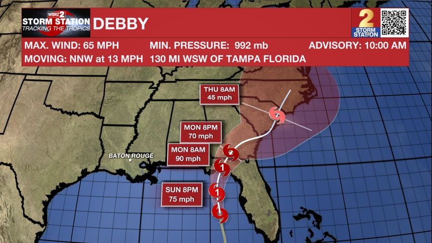 Tropical Storm Debby becomes the 4th named storm of the season