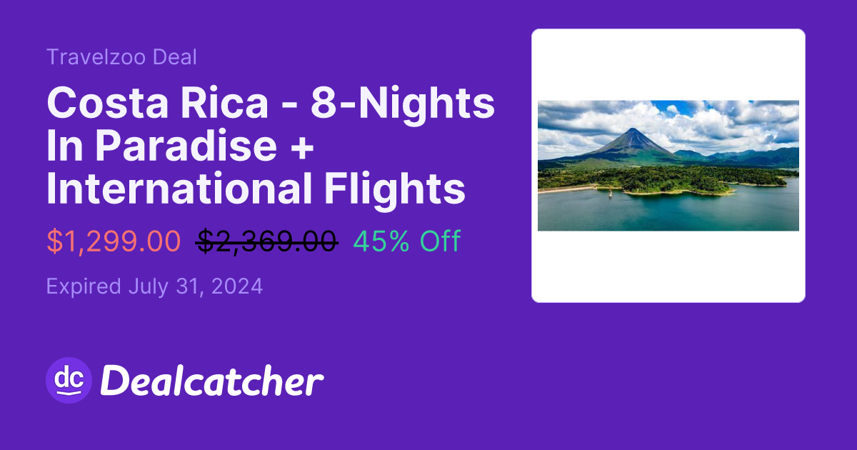 Travelzoo - Costa Rica - 8-Nights In Paradise + International Flights $1299