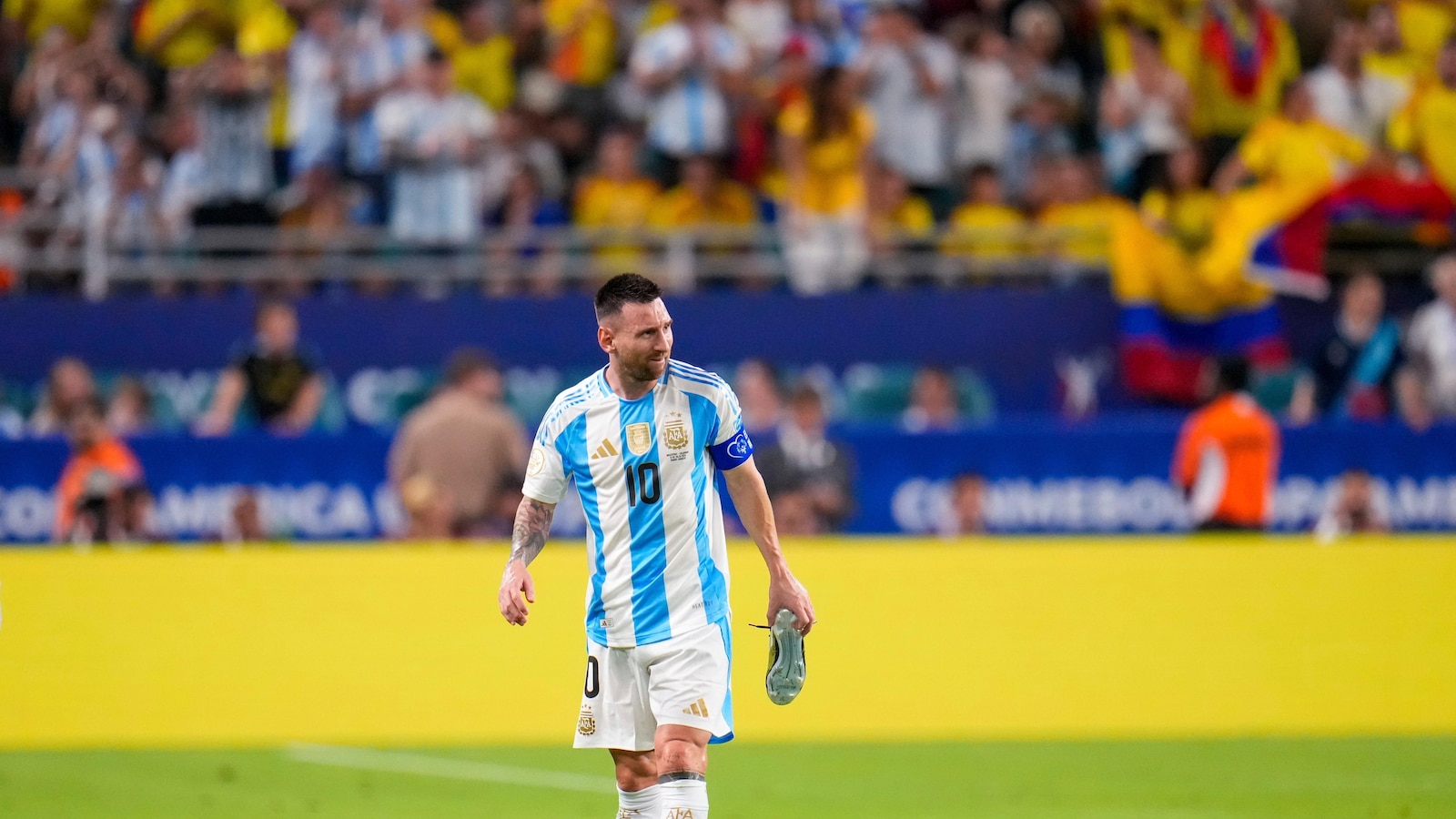 Argentina wins record 16th Copa America title, beats Colombia 1-0 after Messi gets hurt