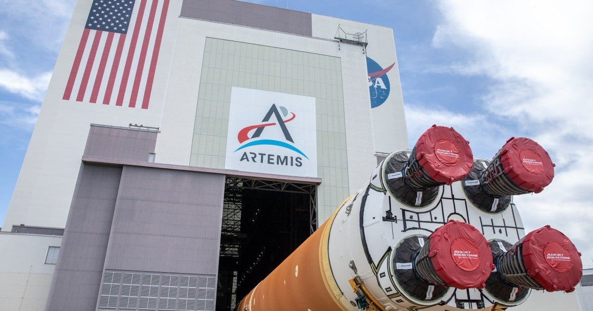 NASA’s Space Launch System rocket arrives at Kennedy. Next stop: the moon