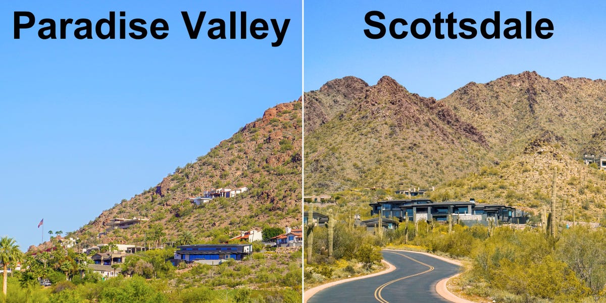 Scottsdale and Paradise Valley are both in Arizona's millionaire hub, but it's clear why one suburb is more expensive than the other.