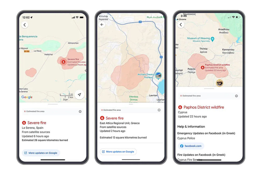 Google Maps es todavía mejor mostrando los incendios forestales en España