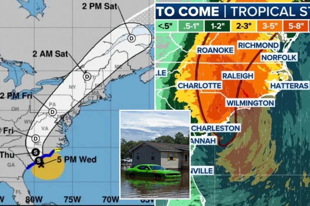 Tropical Storm Debby makes second landfall in South Carolina as dangerous flood threat continues