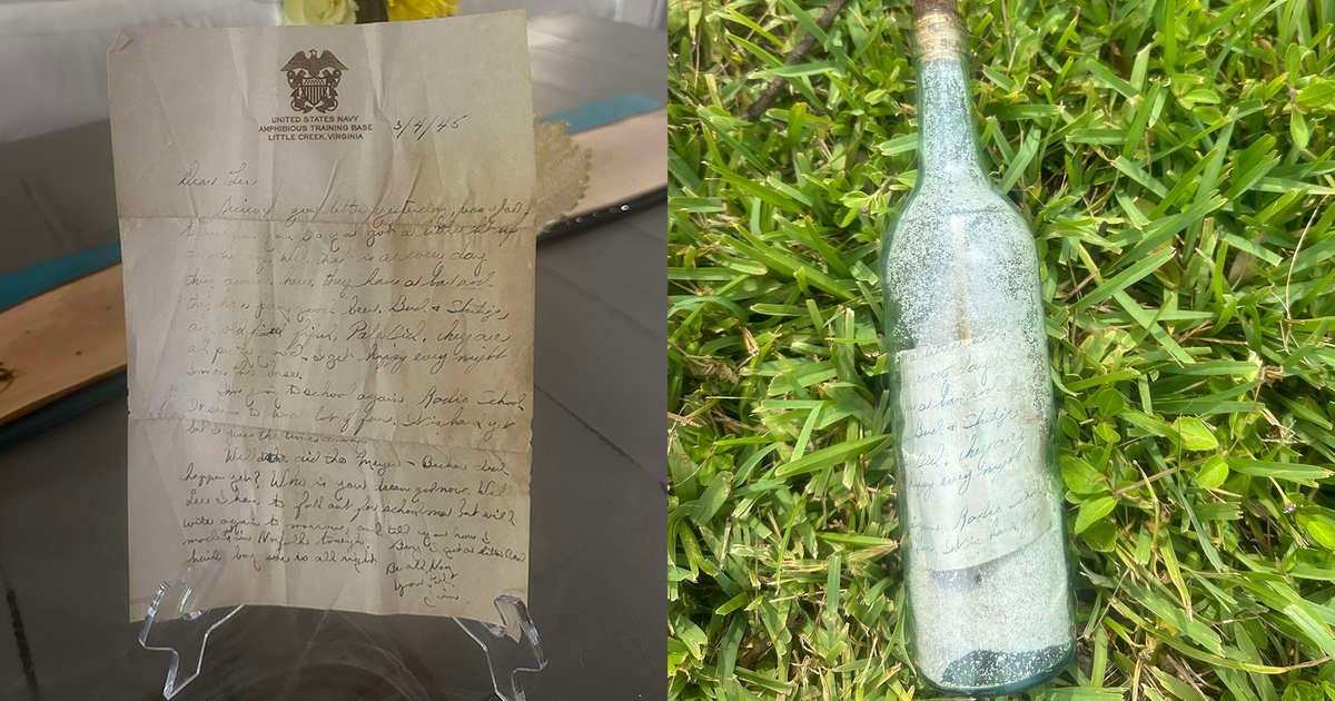 Florida woman finds WWII-era message in a bottle while cleaning up Hurricane Debby debris