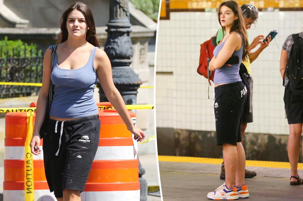 Suri Cruise, 18, beats the summer heat in NYC with tank top, cut-off sweatpants