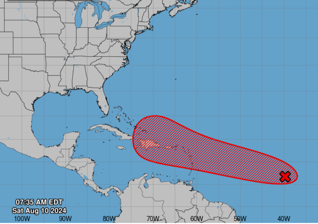 National Hurricane Center tracking tropical wave with 80% chance for development