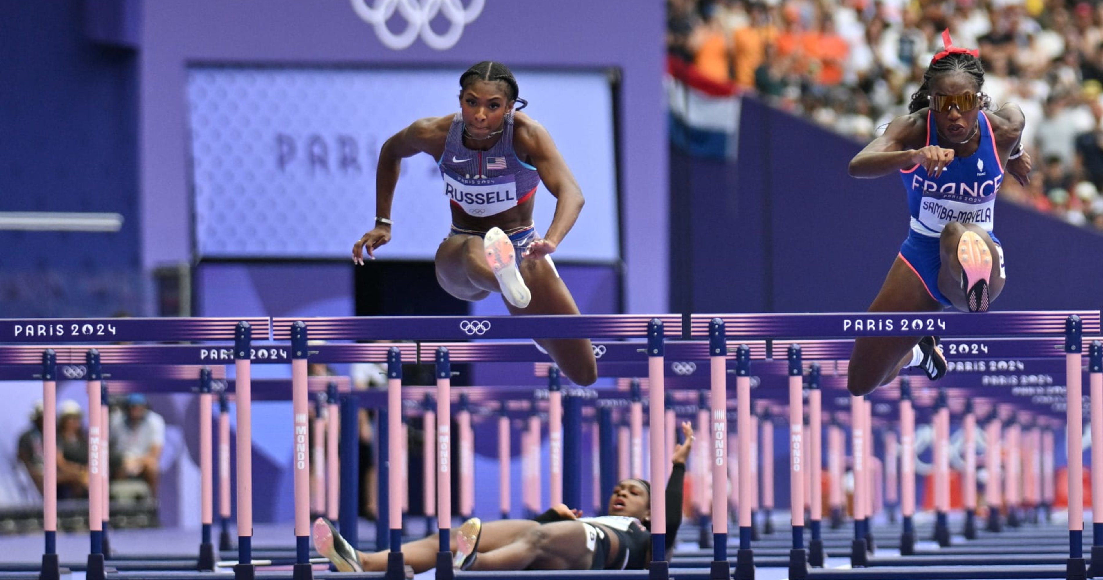 USA's Masai Russell Wins Gold Medal in Women's 100m Hurdles Photo Finish at Olympics