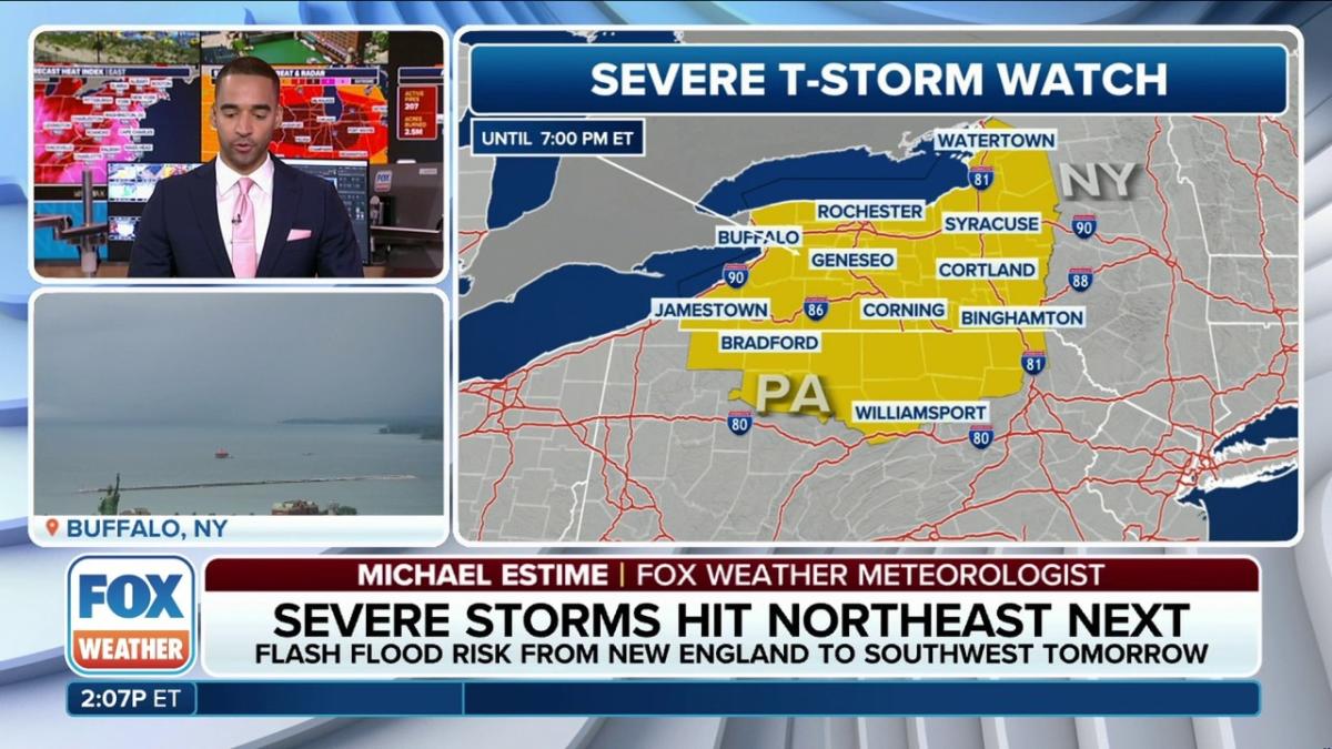 Severe Thunderstorm Watch issued in New York, Pennsylvania as millions in Northeast brace for strong storms