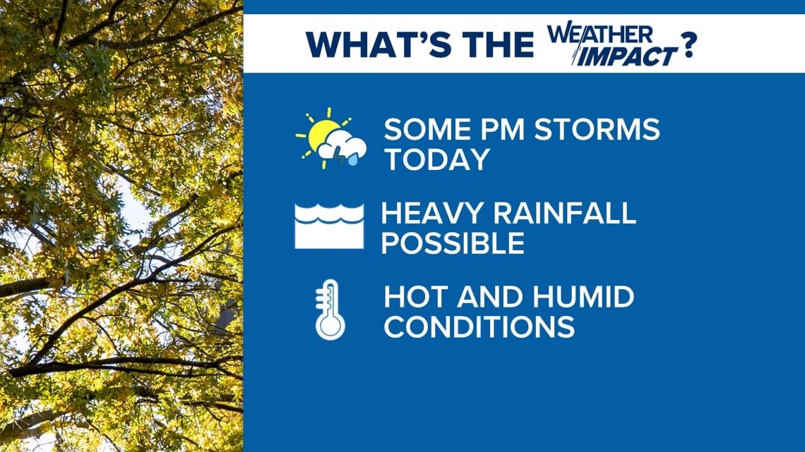 Afternoon showers and storms are possible today