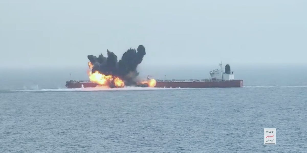 Houthis claim video shows one of its sea drones striking an oil tanker in the Red Sea